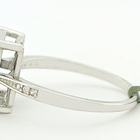 Genuine 3.79 Cts Blue Sapphire & White Sapphires Ring .925 Silver - Picture 3 of 5